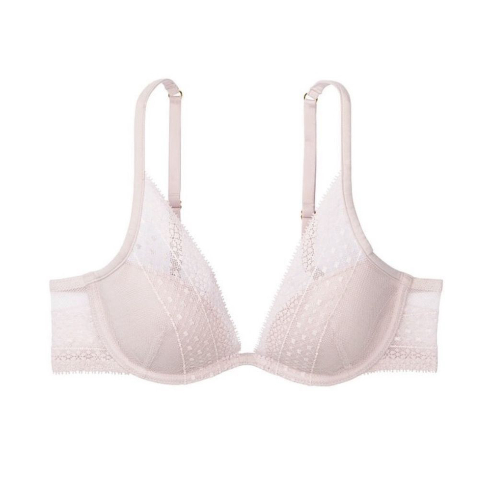 Victoria's Secret Nude Lace Plunge Bra 32DDD 34 F